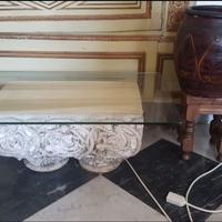 ORIGINALE TAVOLINO CON RIPIANO IN CRISTALLO