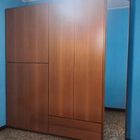 Armadio 7 Ante Legno Noce + Specchio & 2 Cassetti