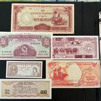 Lotto banconote occupazioni inglesi in asia