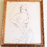 Disegno antico con cornice oro intagliata