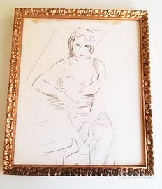 Disegno antico con cornice oro intagliata