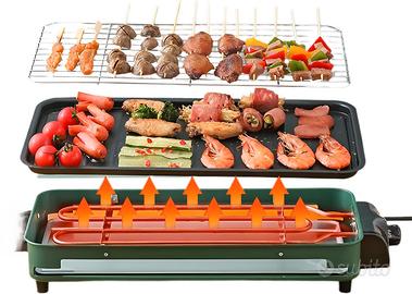 GRIGLIA ELETTRICA PER BARBECUE 2 IN 1 PIASTRA