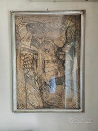 Quadro Carboncino Composizione Astratta
