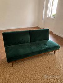 Divano letto in velluto verde 180cm