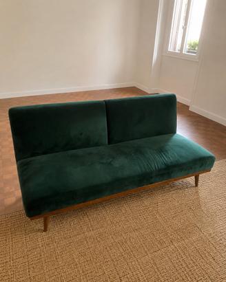 Divano letto in velluto verde 180cm