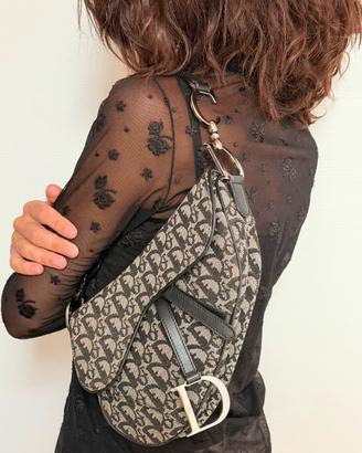 Christian Dior Vintage Saddle Bag Oblique Canvas