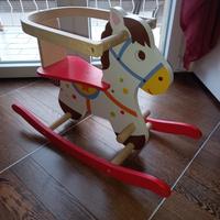 Dondolo cavallino per bambini in legno