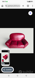 Divano 2 posti Vanity Fair in pelle ros
