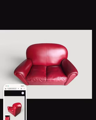 Divano 2 posti Vanity Fair in pelle ros
