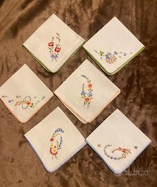 Set 6 fazzoletti donna ricamati a mano