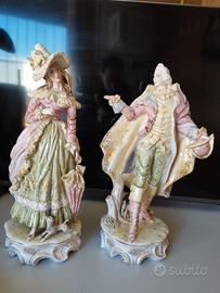 Set di 2 Statuine Grandi in Porcellana Capodimote