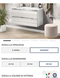 mobile lavandino sospeso + mobile portaoggetti