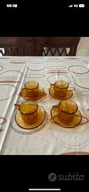 Set 4 tazzine caffè  vetro ambrato vintage anni 70
