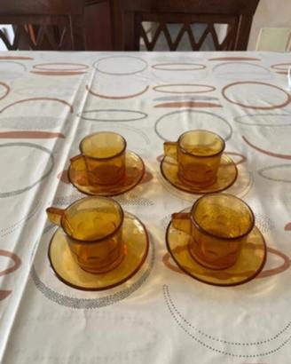 Set 4 tazzine caffè  vetro ambrato vintage anni 70