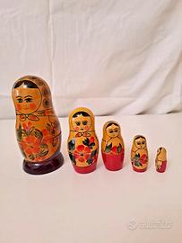 Matrioska russa ’70 5 pezzi timbro URSS
