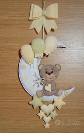 Fiocco nascita luna orsetto palloncini bimbo bimba