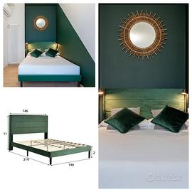 Letto alla francese in velluto verde