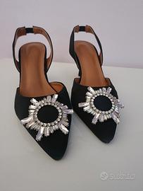 scarpe tacco con finto swarovski