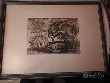 Acquaforte "Omaggio a Picasso" di Giancarlo Vitali