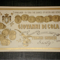 etichetta antica di cola termini imerese pasta 800
