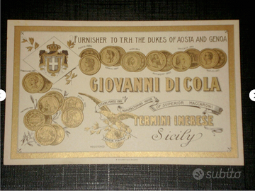 etichetta antica di cola termini imerese pasta 800