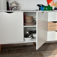 Mobile Buffet Scandinavo – Bianco e Legno