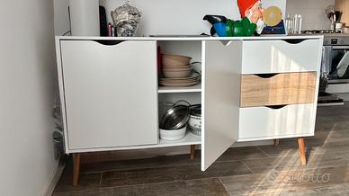 Mobile Buffet Scandinavo – Bianco e Legno