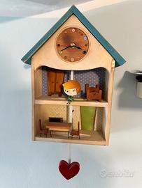 Orologio cameretta a pendolo in legno fatto a mano