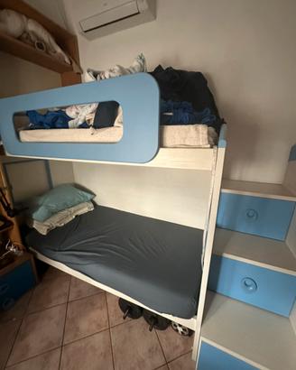 Letto a castello moderno blu