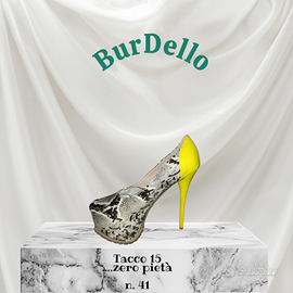 Fetish yellow snake 15 cm tacco + plateau