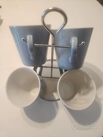 4 tazze medie (te cappuccino ecc.) con supporto