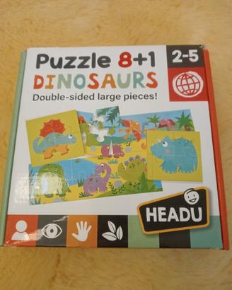 Puzzle 8+1 Dinosauri su due lati Headu 2-5