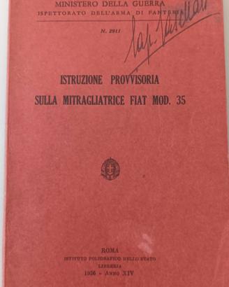 Istruzione provvis sulla mitragliatrice Fiat  35