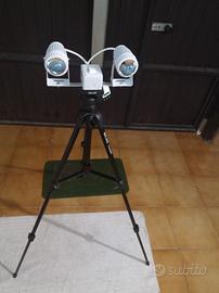 cavalletto telescopico con fari proiettori 