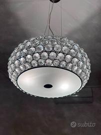 Lampadario stile swaroski con abat jour abbinato
