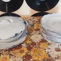 Set Galvani ceramiche decorazione blu lamina d'oro