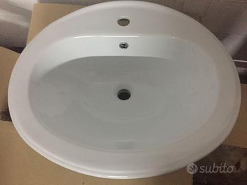 LAVABO SOPRAPIANO NUOVO 64X53 CON FORO MISCELATORE
