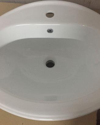 LAVABO SOPRAPIANO NUOVO 64X53 CON FORO MISCELATORE