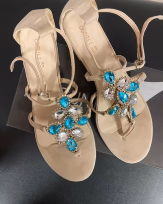 Sandali gioiello estivi da donna color beige