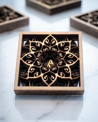 Talismano Amuleto Mandala 3D in Legno di Betulla