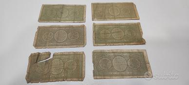 Banconote 6 pz. da una lira di carta 1944