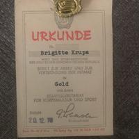 Distintivo oro 18kt DDR con Urkunde Originale 1978