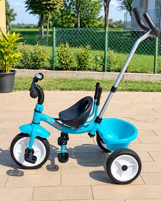 Triciclo Colibrì Colibrino azzurro con maniglione