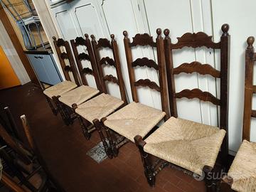 sedie rustiche in legno con sedile in paglia intre