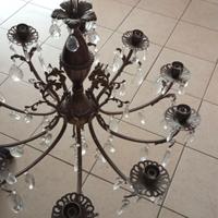 Lampadario in ottone e cristallo