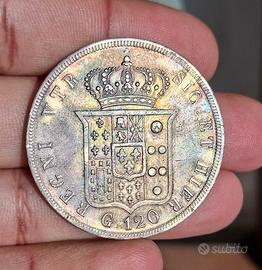 Piastra 120 grana 1843, Ferdinando II, patina