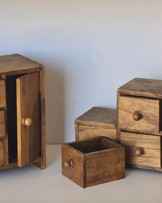 Miniature portaoggetti armadio e cassettiera legno