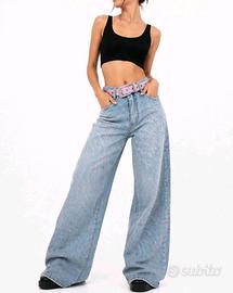 jeans donna baggy strass cintura M