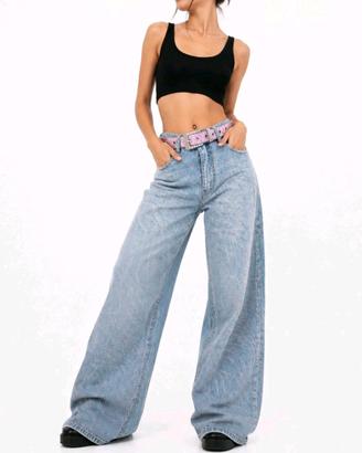 jeans donna baggy strass cintura M