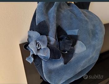 borsa donna camoscio blu
